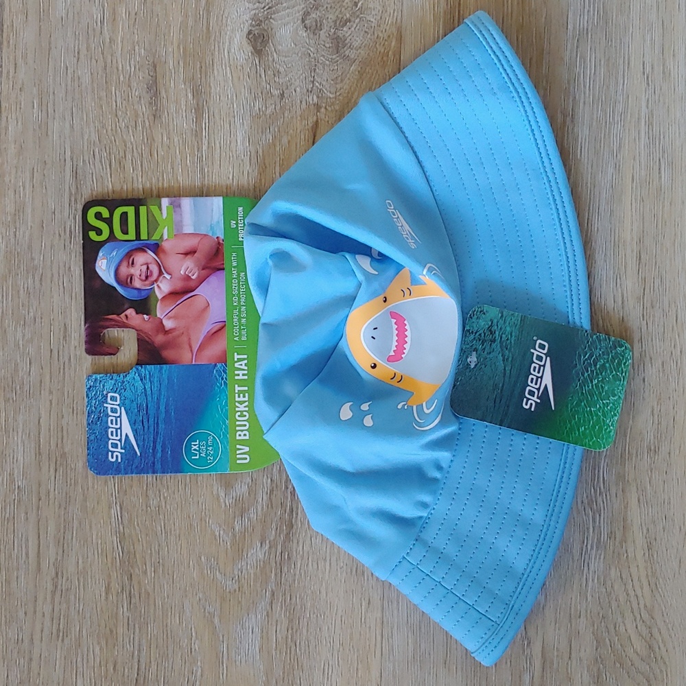 NWT Speedo Infant UV50 Bucket Hat Blue Size L/XL (12-24M)
